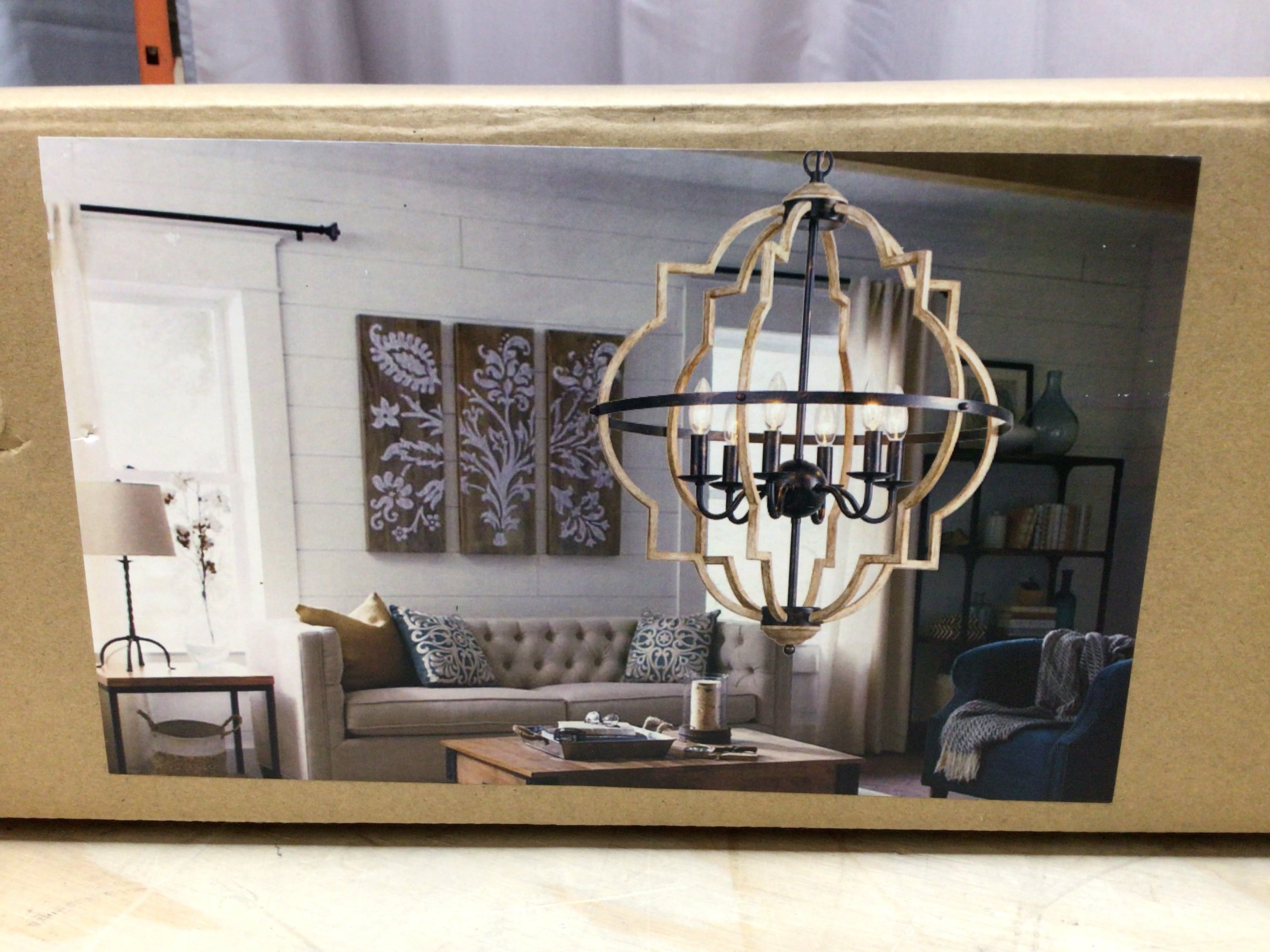 Rustic Chandelier,Classy Farmhouse Pendant Light **OPEN BOX** (8150338830574)